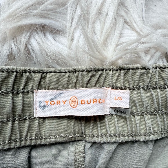 Tory Burch Womens Large Twill Cargo Pants Safari Khaki Pullon Comfy Relaxed - Picture 6 of 10